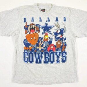 90s Dallas Cowboys T Shirt NFL Looney tunes ash colo